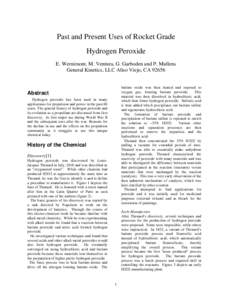 History of the Use of Hydrogen Peroxide as a Propellant