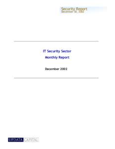 Security Report December 30, 2002 IT Security Sector Monthly Report December 2002