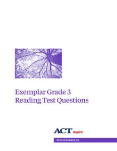 Exemplar Grade 3 Reading Test Questions