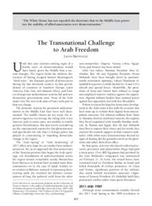 “The White House has not repealed the doctrines that in the Middle East prioritize the stability of allied autocracies over democratization.”  The Transnational Challenge to Arab Freedom Jason Brownlee