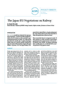 POLICY BRIEFS No[removed]ISSN[removed]The Japan-EU Negotiations on Railway By Patrick Messerlin