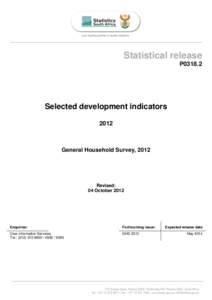 Statistical release P0318.2 Selected development indicators 2012