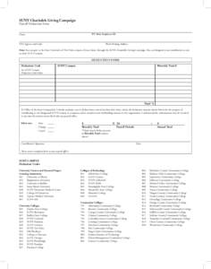 SUNY Charitable Giving Campaign Payroll Deduction Form Name NY State Employee ID