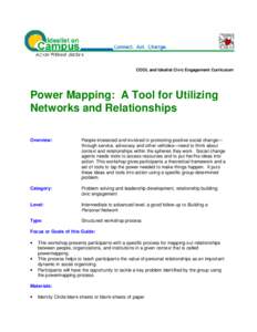 COOL and Idealist Civic Engagement Curriculum  Power Mapping: A Tool for Utilizing Networks and Relationships Overview: