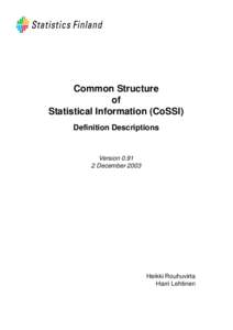 Common Structure of Statistical Information (CoSSI) Definition Descriptions  Version 0.91