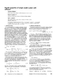 Ergodic properties of simple model system with collisions * Sheldon Goldstein t Belfer Graduate School of Science, Yeshiva University, New York, New York  Oscar E. Lanford 111+