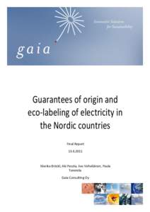 Guarantees of origin and eco-labeling of electricity in the Nordic countries Final Report