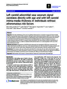 Left carotid adventitial vasa vasorum signal correlates directly with age and with left carotid intima-media thickness in individuals without atheromatous risk factors