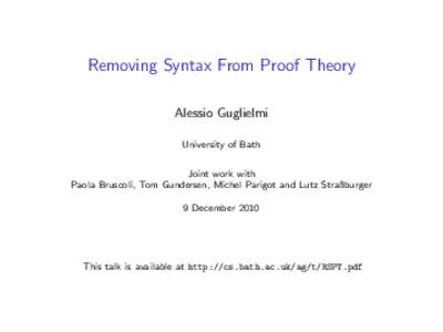 Removing Syntax From Proof Theory