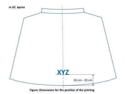 m.62 Apron  XYZ 10 cm – 20 cm  Figure: Dimensions for the position of the printing