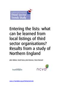 Entering the lists: what can be learned from local listings of third sector organisations? Results from a study of Northern England
