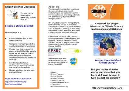 Citizen Science Challenge Put your maths, science and geography skills to work to …