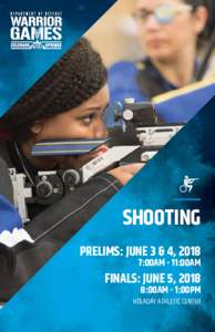 SHOOTING PRELIMS: JUNE 3 & 4, 2018 7:00AM - 11:00AM FINALS: JUNE 5, 2018 8:00AM - 1:00PM