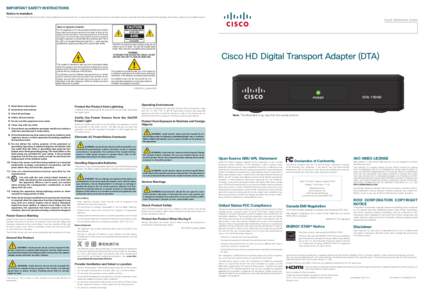 Cisco HD Digital Transport Adapter (DTA) Quick Reference Guide