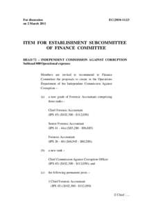 For discussion on 2 March 2011 EC[removed]ITEM FOR ESTABLISHMENT SUBCOMMITTEE