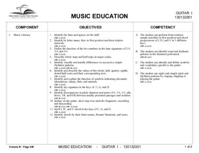 GUITAR I[removed]MUSIC EDUCATION COMPONENT I