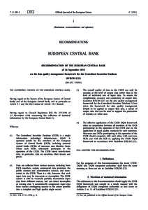Recommendation of the European Central Bank of 26 September 2012 on the data quality management framework for the Centralised Securities Database (ECB[removed])