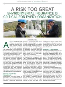 SPECIAL ADVERTISING SECTION // ENVIRONMENTAL INSURANCE  A RISK TOO GREAT ENVIRONMENTAL INSURANCE IS CRITICAL FOR EVERY ORGANIZATION
