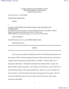 WildEarth Guardians v. Klein et al  Doc. 78 IN THE UNITED STATES DISTRICT COURT FOR THE DISTRICT OF COLORADO