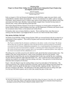 Microsoft Word - Mt Polley Tailings Dam Failure Report Summary - Chambers Feb15.docx