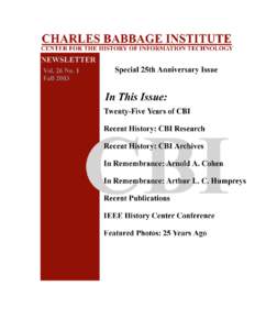 1  Charles Babbage Institute Newsletter Volume 26 Number 1