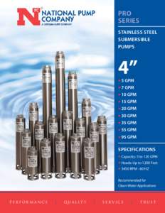 PRO SERIES STAINLESS STEEL SUBMERSIBLE PUMPS