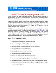 NAMI Illinois Action Agenda 2015 NAMI Illinois is the state organization affiliated with the National Alliance on Mental Illness, the nation’s largest grassroots organization for people with mental illness and their fa