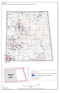 Figure 13.  Location of oil and gas unit agreements within North Dakota Study Area. Data from Bureau files. 102W