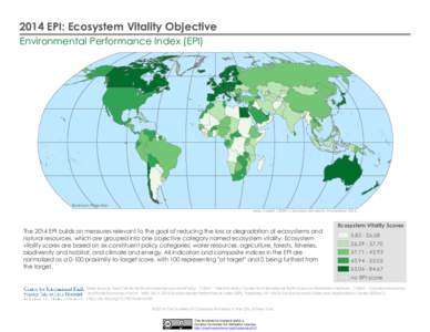 2014 EPI: Ecosystem Vitality Objective Environmental Performance Index (EPI) Robinson Projection  Map Credit: CIESIN Columbia University, November 2014.