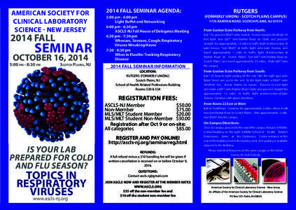 AMERICAN SOCIETY FOR CLINICAL LABORATORY SCIENCE - NEW JERSEY 2014 FALL