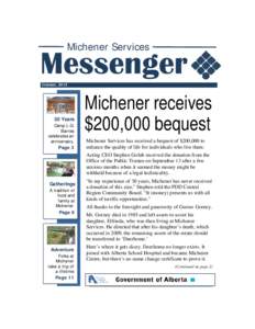 Michener Messenger October[removed]Michener Services Messenger October, 2012