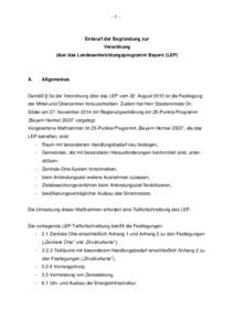 -1-  Entwurf der Begründung zur Verordnung über das Landesentwicklungsprogramm Bayern (LEP)