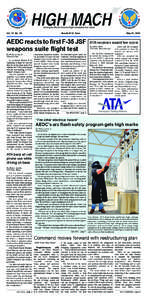 Arnold AFB, Tenn.	  Vol. 57, No. 10 AEDC reacts to first F-35 JSF weapons suite flight test