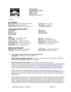 Meeting Minutes Nisqually River Council August 27, 2014 Ohop Grange Information: 