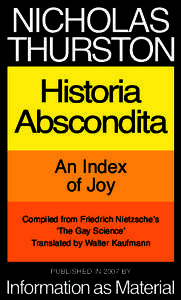 NICHOLAS THURSTON Historia Abscondita An Index of Joy