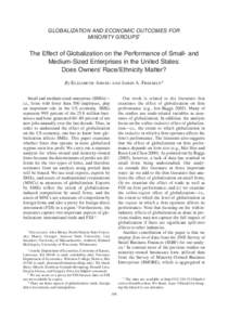 The Effect of Globalization on the Performance of Small- and Medium-Sized Enterprises in the United States: Does Owners’ Race/Ethnicity Matter?