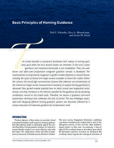 Basic Principles of Homing Guidance Neil F. Palumbo, Ross A. Blauwkamp, and Justin M. Lloyd