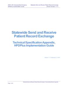 Statewide Send and Receive Patient Record Exchange: Technical Specification Appendix, HPDPlus Implementation Guide