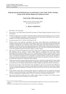 Draft agreement and draft decision on workstreams 1 and 2 of the Ad Hoc Working Group on the Durban Platform for Enhanced Action