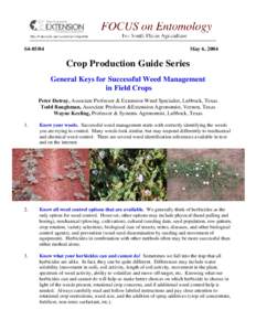 KEYS FOR SUCCESSFUL WEED MANAGEMENT IN PEANUTS