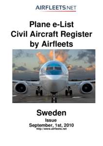 Plane e-List Civil Aircraft Register by Airfleets Sweden Issue