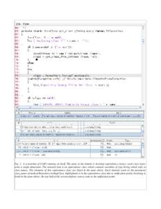 Fig. 1: A screenshot of UniFi running on itself. The pane at the bottom is showing equivalence classes; each class represents a single dimension. The selected item is an equivalence class which contains variables of type