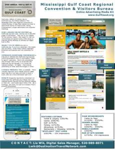 Mississippi Gulf Coast Regional Convention & Visitors Bureau Online Advertising Media Kit www.GulfCoast.org