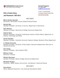 Doctoral Programs John F. Kennedy Street  PhD in Public Policy