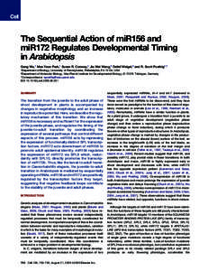 The Sequential Action of miR156 and miR172 Regulates Developmental Timing in Arabidopsis