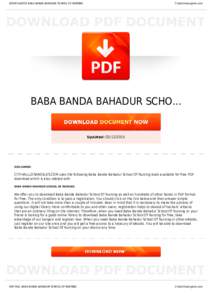 BOOKS ABOUT BABA BANDA BAHADUR SCHOOL OF NURSING  Cityhalllosangeles.com BABA BANDA BAHADUR SCHO...