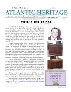 Volume 13,Issue 1 14 Newsletter of the Atlantic County Historical Society  SPRING 2015