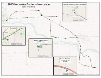2015 Nebraska Route to Newcastle  Gayville Community Center (PM Break) Total of 82 Miles