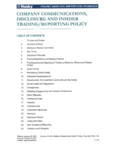 COMPANY COMMUNICATIONS, DISCLOSURE AND INSIDER TRADING/REPORTING POLICY TABLE OF CONTENTS 1.