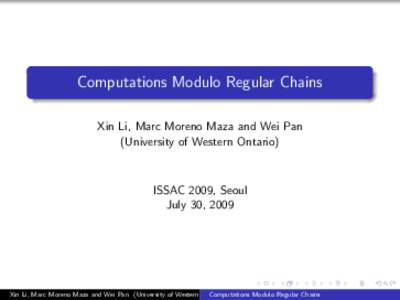 Computations Modulo Regular Chains
